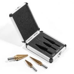Total 28 Sizes Titanium Heavy-Impact HSS Step Drill Bit Set (3-Piece) by Stark -Camillus Sales Shop stark step drill bits 31009 h 4f 1000