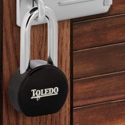 Black Series Super Duty Solid Steel Long Shackle Padlock with Black Electric-Coating by TOLEDO -Camillus Sales Shop toledo padlocks tbk92r 31 1000