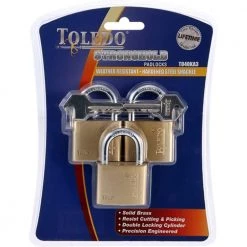 Brass Keyed Padlock (3-Pack) by TOLEDO 6 Brass Keyed Padlock (3-Pack) by TOLEDO -Camillus Sales Shop toledo padlocks to40ka3 4f 1000