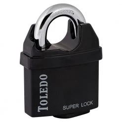 High Security 60 mm Solid Brass Keyed Shackled Padlock with Weatherproof Covering by TOLEDO